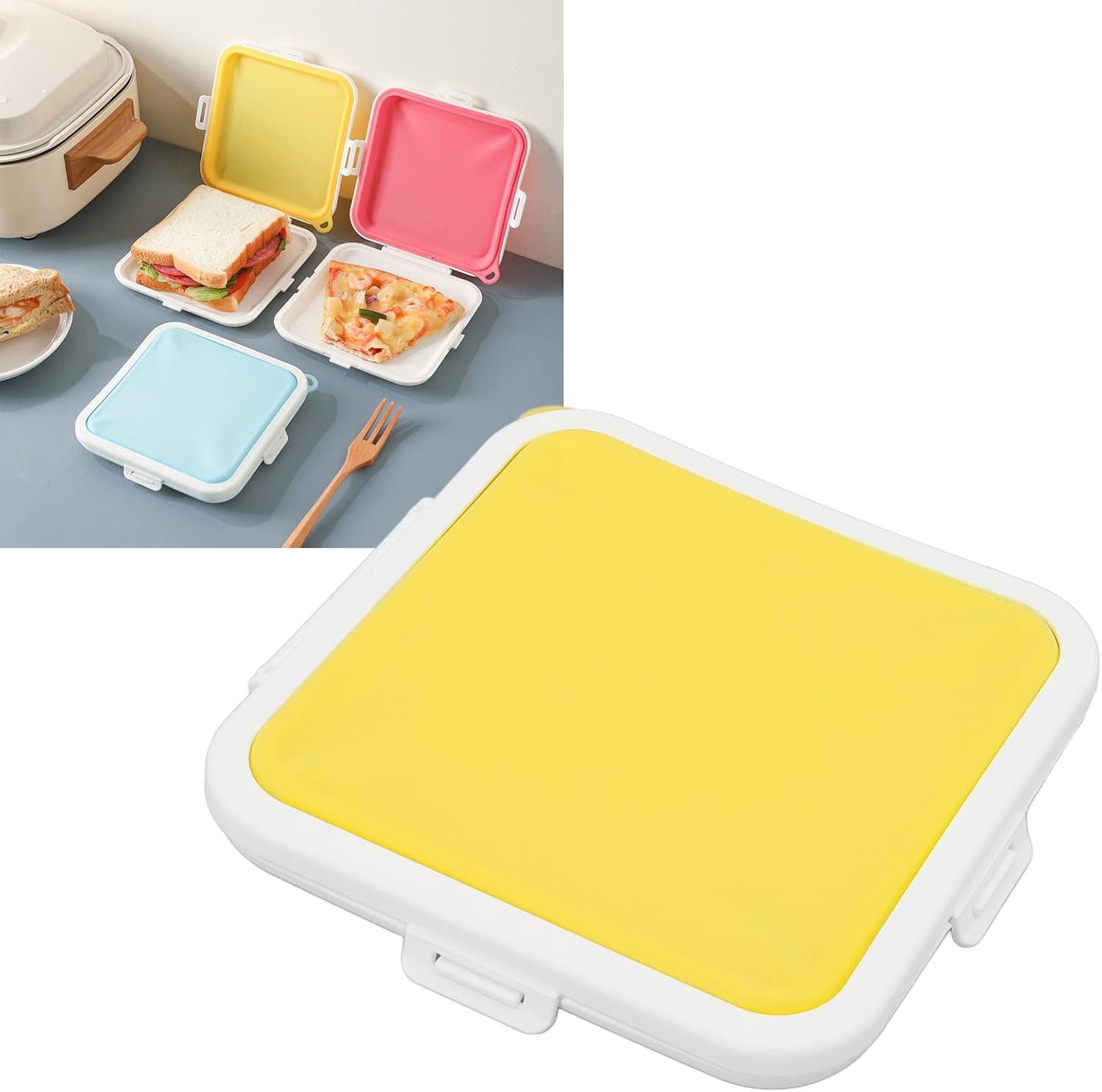 Sandwiches Storage Box,Reusable Portable Three Side Buckle