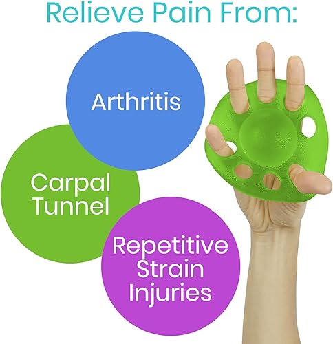 Miniatura 4 de Vive Fortalecedor de dedos (paquete de 3) – Equipo de terapia de manos para fuerza de agarre – Kit de entrenamiento extensor de antebrazo – Bolas de