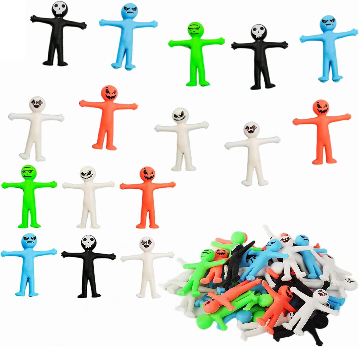 30P Halloween Yellow Smiley Stretchy Men Party Bag Fillers for kids,Smiley Face Toy Mr Stretchy Smile Men/Man,Pinata Party Favour Stocking Fillers Fidget Toy Classroom Prizes Lucky Dip Prizes for Kids