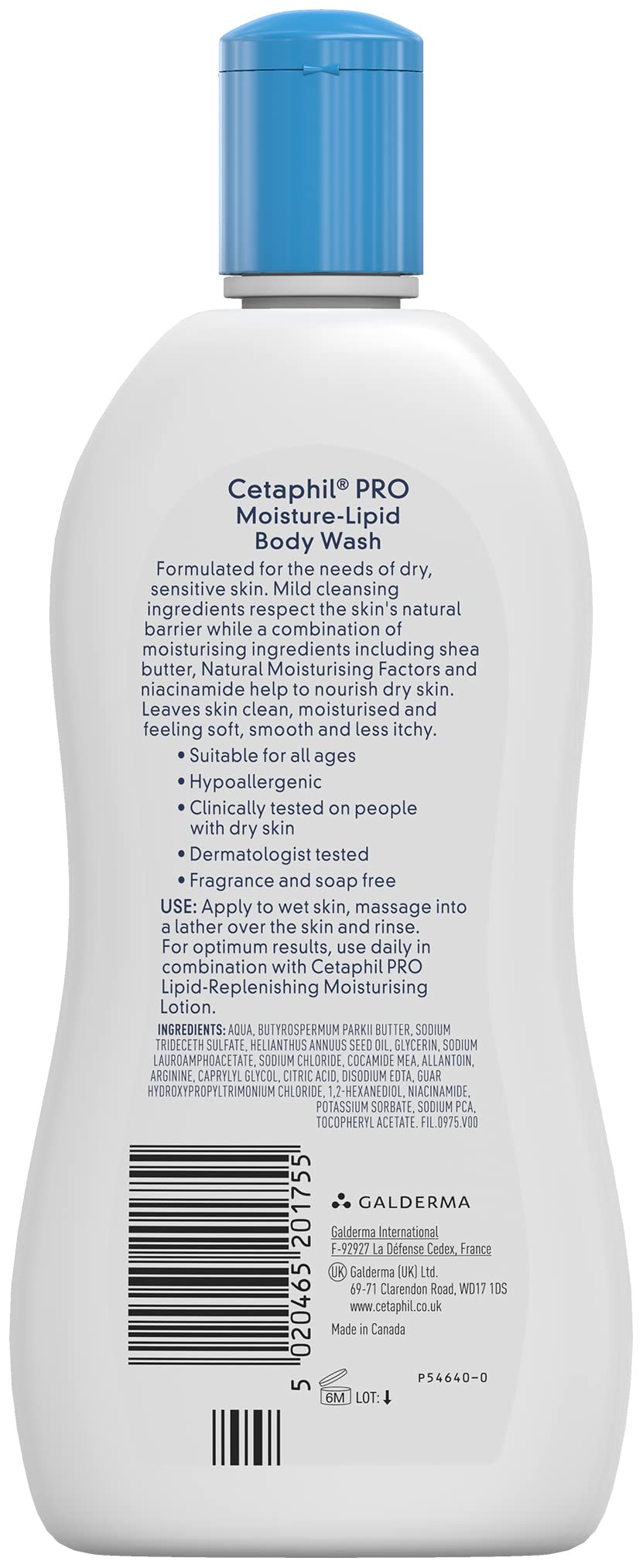 Cetaphil Pro Itch Prone Skin Body Wash 295ml, Mild Cleanser With Shea