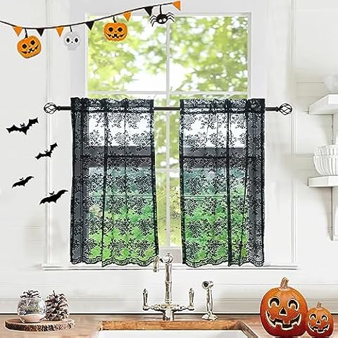 YJ YANJUN Gothic Black Lace Curtains Cover