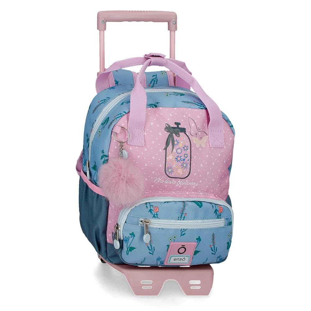 Enso We Love Flowers Mochila Pequeña con carro Rosa 23x28x10 cms Poliéster 6,44L