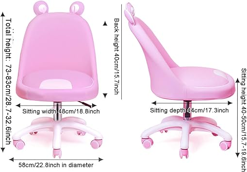 Office Chair Gaming Chair Computer Chair Ergonomic Desk Chair Height Adjustable Game Chair for Home Student Teens Girls,Cute Gaming Chair No Armless Office Chair with Wheels,Girls PU Le