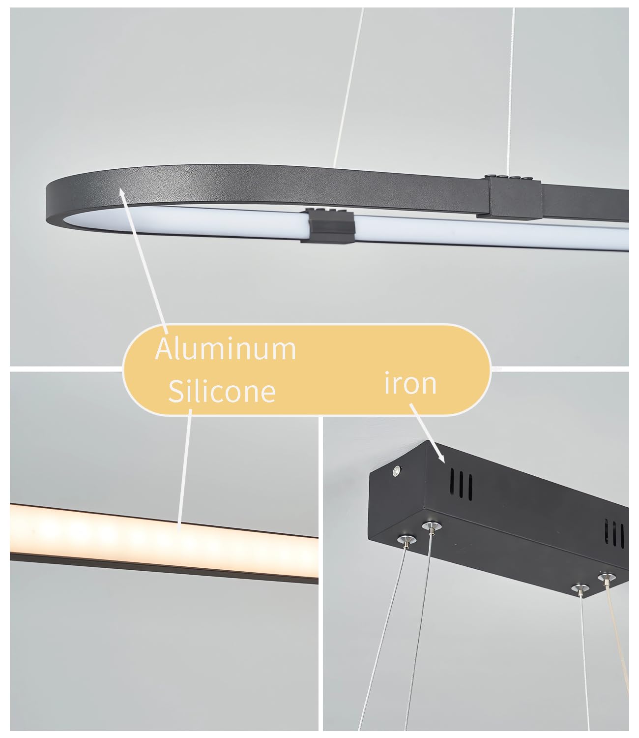 Ściemnialna lampa wisząca LED Czarna lampa wisząca Żyrandol do jadalni Okrągłe wiszące żyrandole z pilotem Lampa wisząca na wyspę kuchenną Sala konferencyjna Biuro Lampa sufitowa