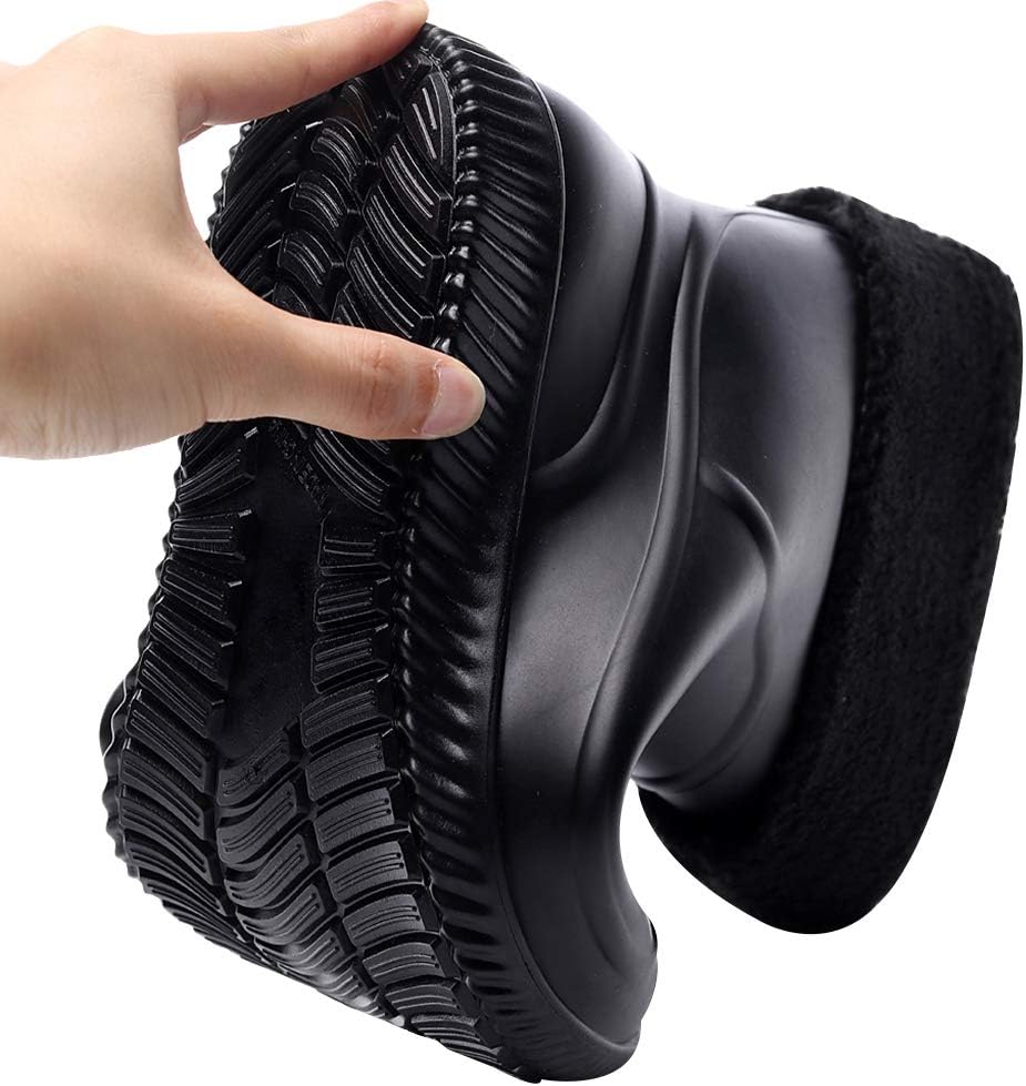 ANUFER Men's Mid-Calf Snow Rain Boots Outdoor Waterproof Gardening Farm Boots with Removable Fluff Lining