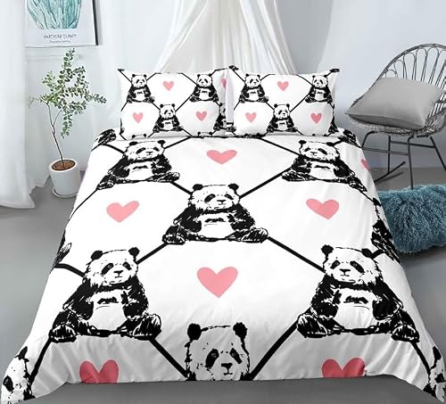 Rodths Duvet Cover Queen Size Sets 3 pcs, Panda Bedding, Easy Care Soft Brushed Microfibre Quilt Covers with Zipper Closure, 2 Pillowcases
