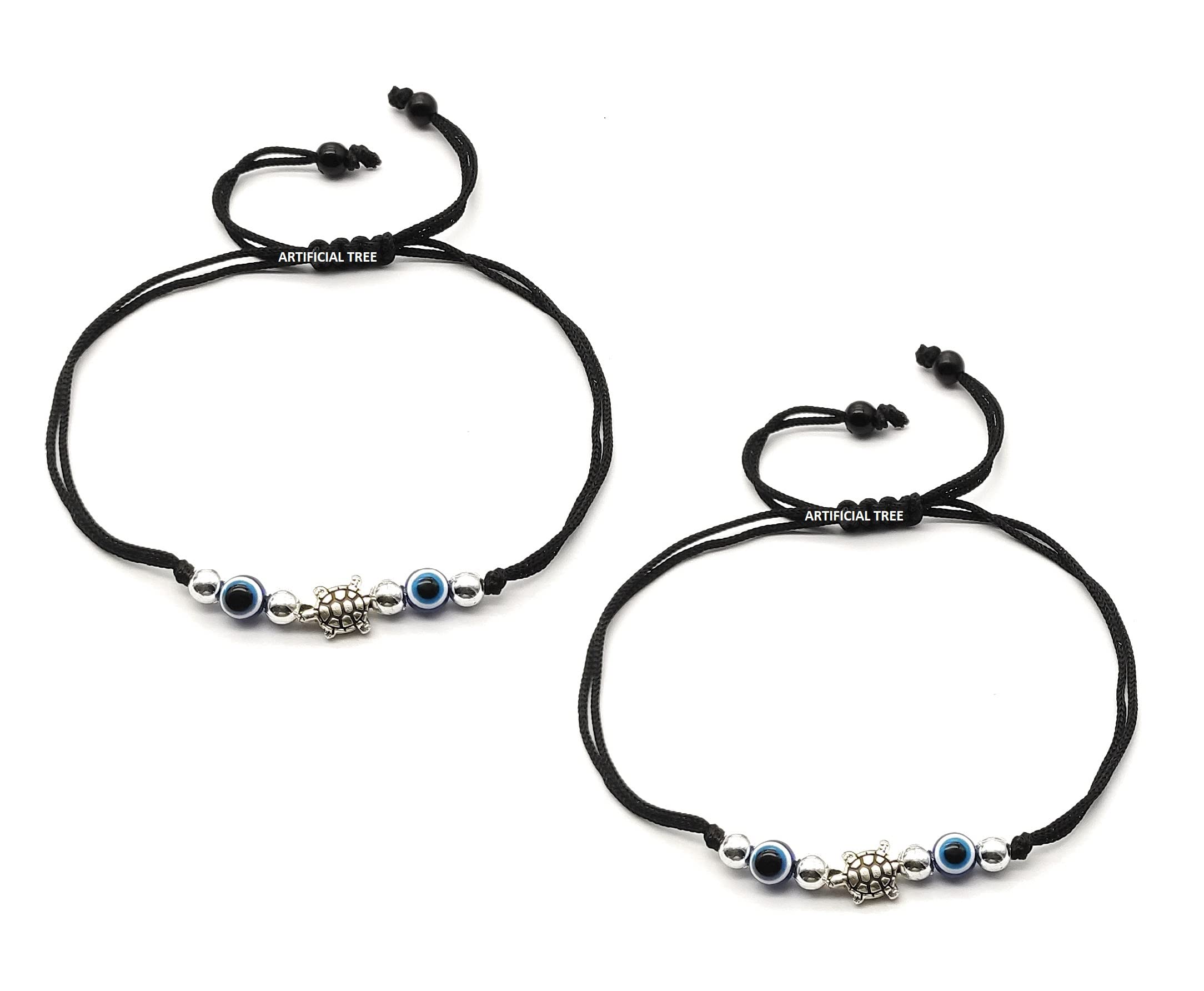 ARTIFICIAL TREE German Silver Evil Eye + Tortoise Ball Charms Black Thread Adjustable Anklet for Women and Girls (AT ANK 047) (B0C1CJBTYY) Amazon Price History, Amazon Price Tracker