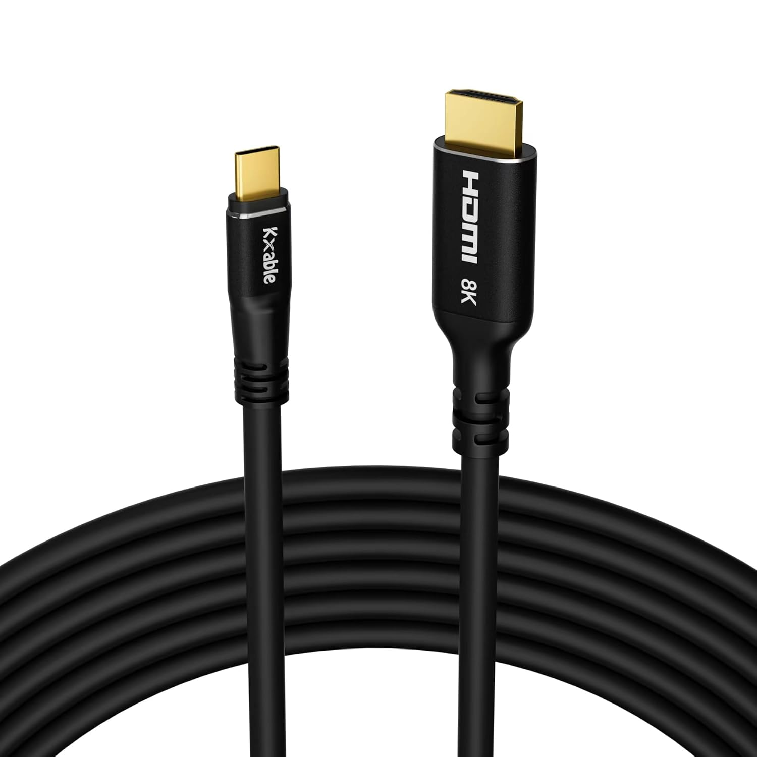 8K USB C to HDMI 2.1 Cable 30 FT, (8K@60Hz,4K@120Hz, HDR), Thunderbolt 3/4 Compatible, for iPhone 15 Series, MacBook Pro/Air, iPad Pro, Galaxy S23, Note 20, Surface, Dell, HP, with 2 HDMI Adapters