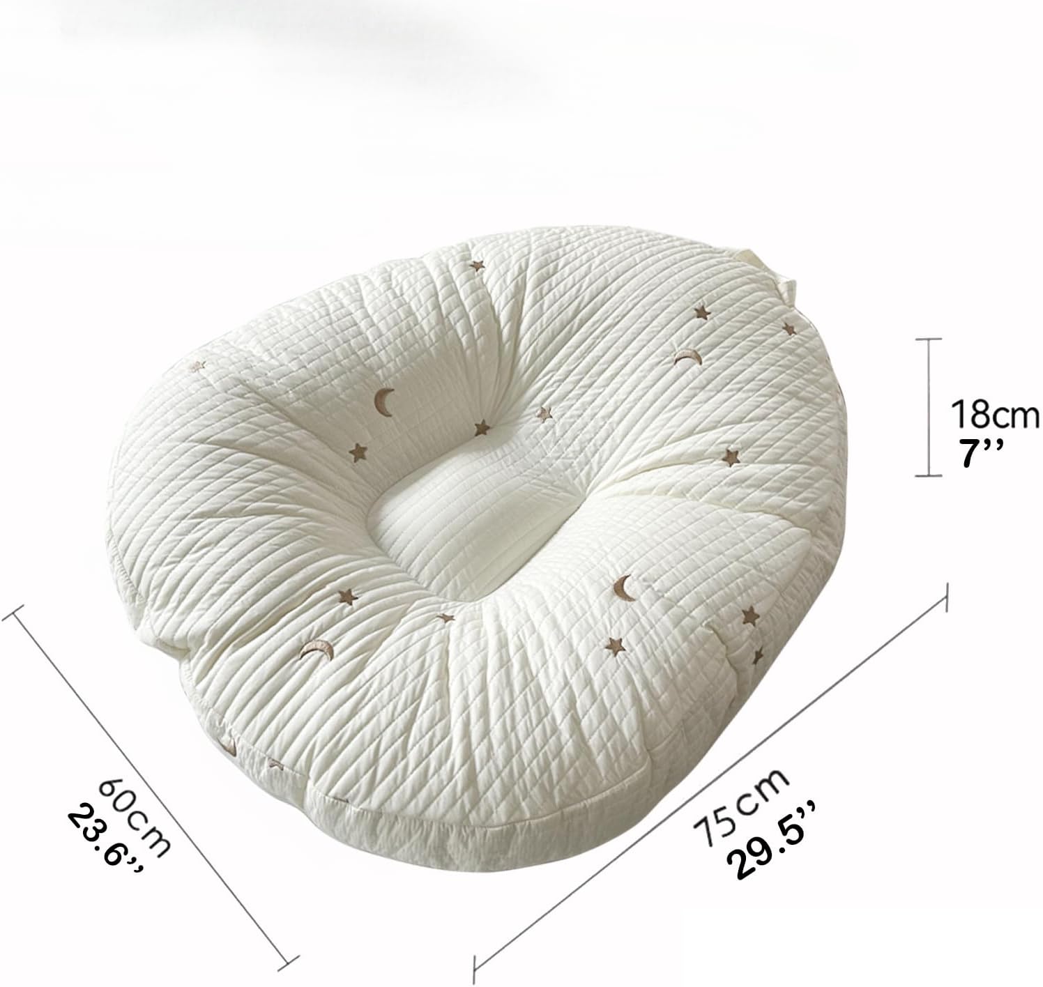 EFELIM Large Nest Pillow with Cotton Cover, Skin Friendly Lounger Pillow Multifunctional Soft Floor Lounger Pillow Baby Shower (Silvery, 23.6x29.5inch)