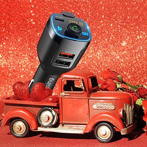 VicTsing 2021 V5.0 Bluetooth FM Transmitter for Car, 23W PD+QC3.0 Wireless Bluetooth FM Audio Adapter/Car Kit/Music Player with 3 USB Ports
