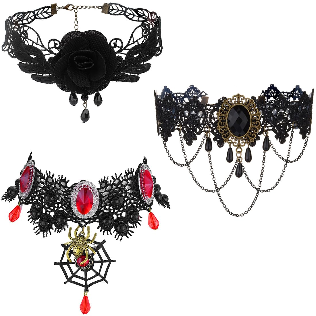 Collana Girocollo Gotica Steampunk In Pizzo Nero Con Cristalli: Vintage, Regolabile, Per Donne E Ragazze, Accessorio Cosplay