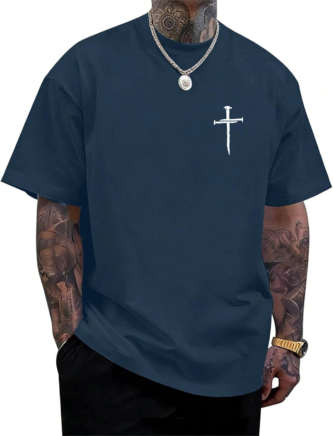 Christian Shirts for Men The Way The Truth The Life Faith T-Shirt Jesus Cross Casual Crew Neck Short Sleeve Tops