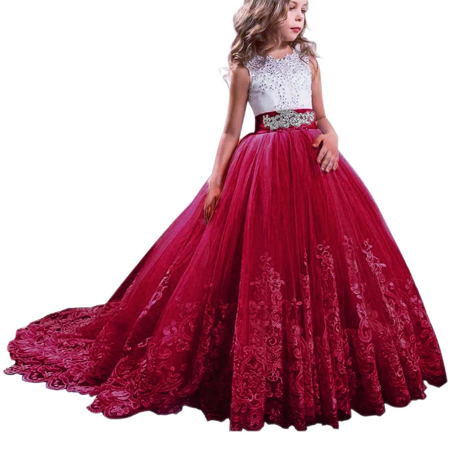 NNJXD Girls Sleeveless Embroidery Princess Pageant Dresses Prom Prom Dress