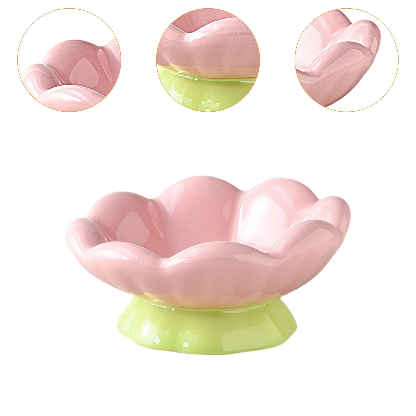 Baoblaze Pet Bowl Pet Feeder Feeding Accessory Wide Opening Flower Shape Antislip Cute Feeder Puppy Bowl for Small Medium Indoor Cats, Shallow Bowl