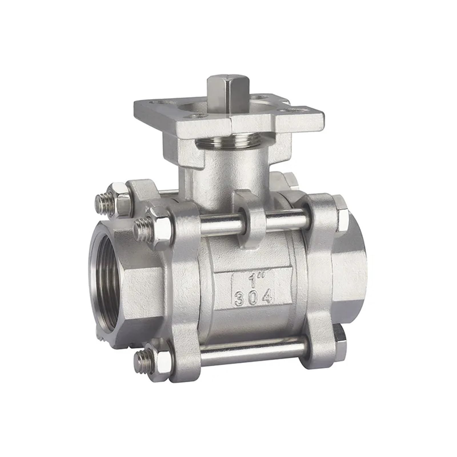 DN25 304 Stainless Steel High Platform Three Piece Ball Valve Female Thread