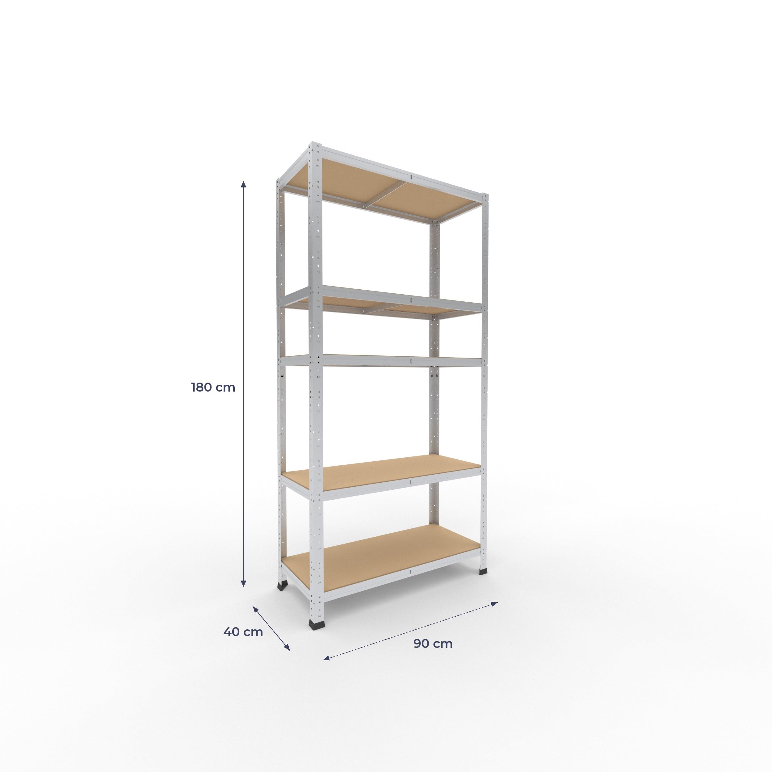 shelfplaza® 180x90x40cm HOME Scaffale metallo per carichi pesanti zincato con 5 ripiani con 175kg capacità di carico/Scaffali in metallo per garage come scaffali per ripostiglio o officina