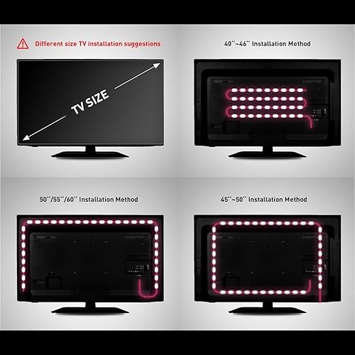 Miniatura 8 de Retroiluminación LED para TV alimentada por USB para TV de 32 a 60 pulgadas, tira de luces LED que cambian de color con control remoto y aplicación,