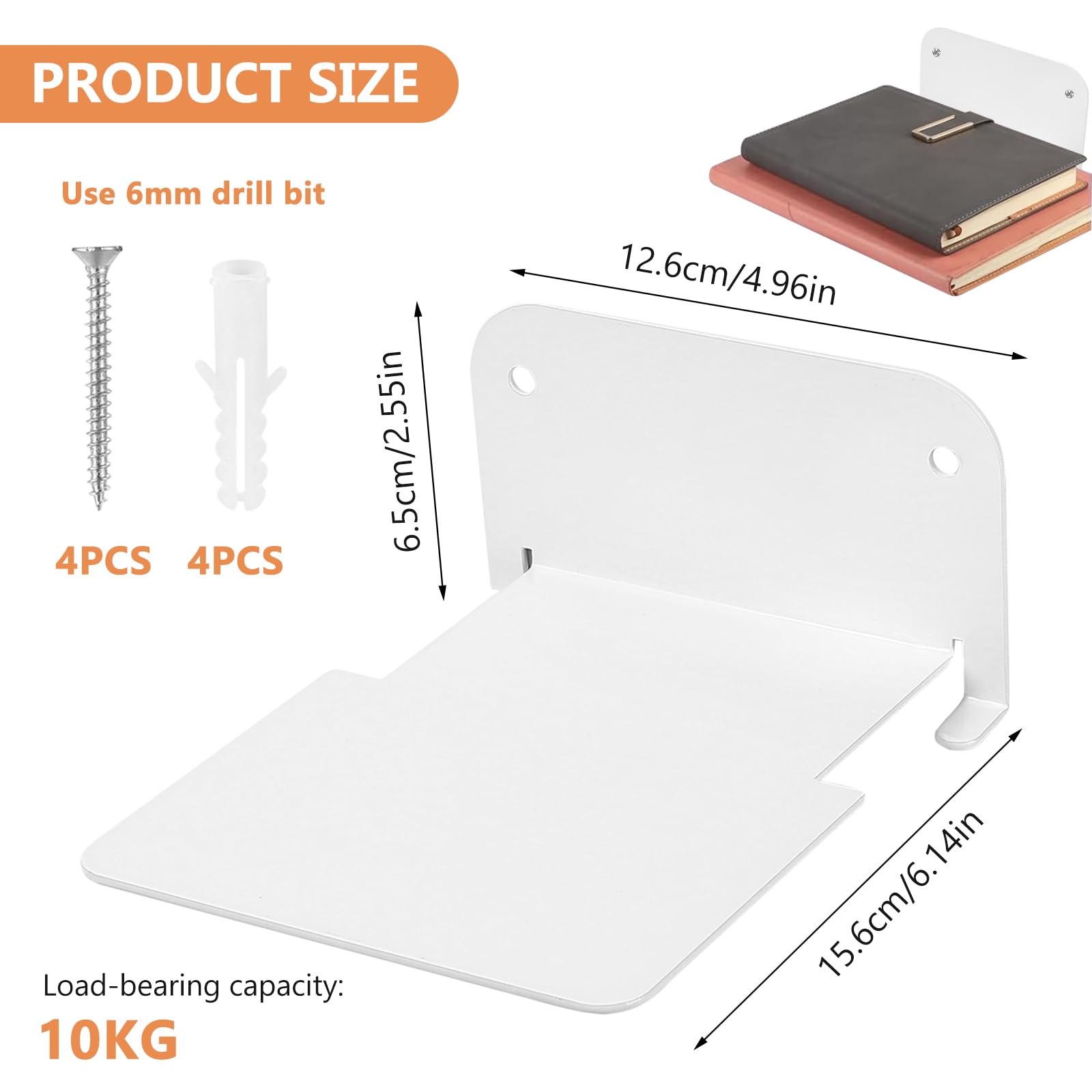 Mensole Galleggianti Bianche - Set Di 2 Per Parete, Ideali Per Libri