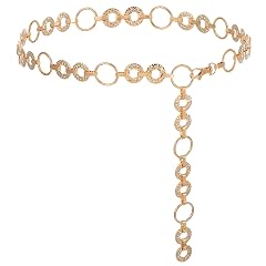 Gold Waist Chain Belt Adjustable Womens Chain Belt - Rhinestone Body Link Belts for Jeans Dress