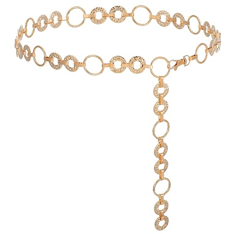 Gold Waist Chain Belt Adjustable Womens Chain Belt - Rhinestone Body Link Belts for Jeans Dress
