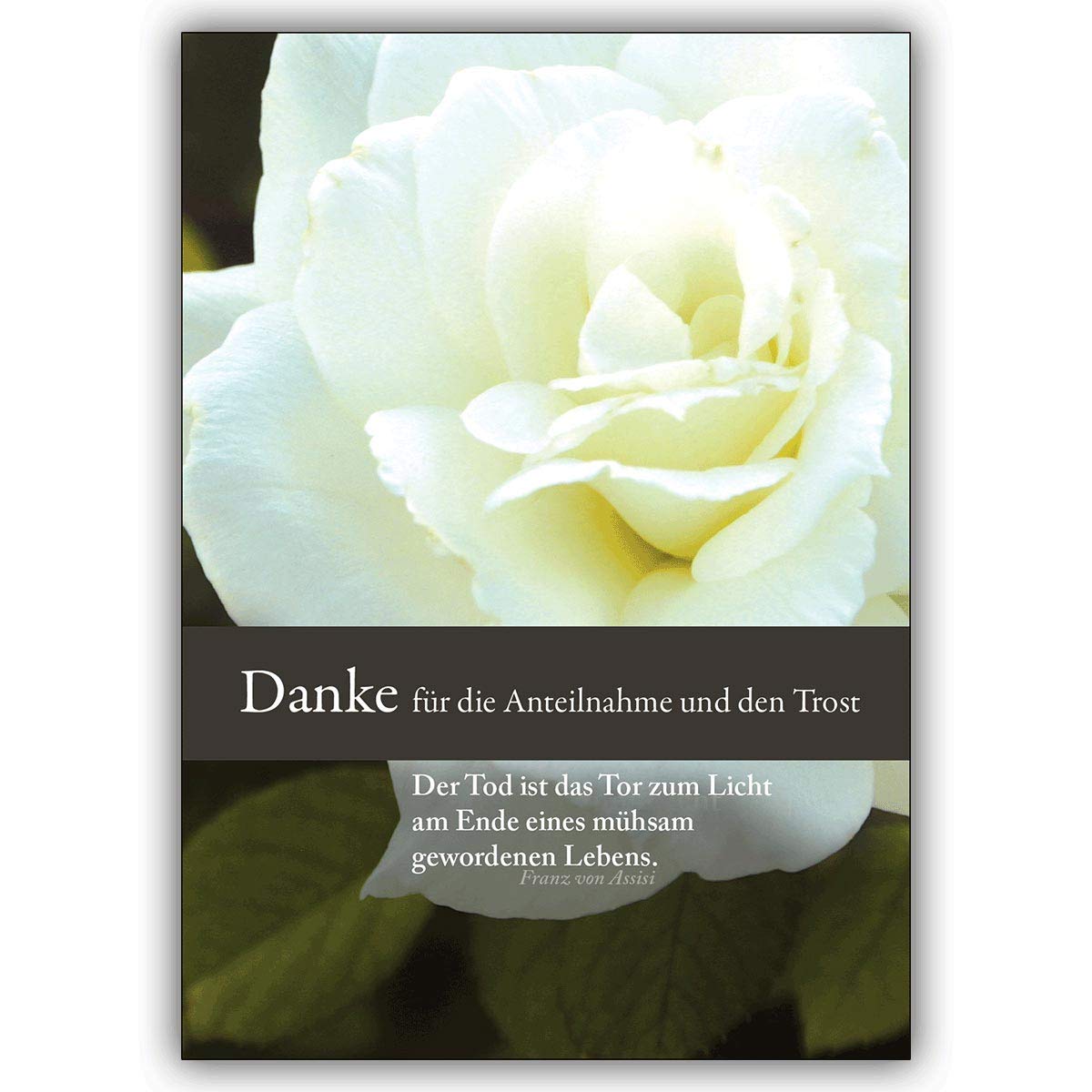 16er Set: Danke für die Anteilnahme und den Trost - Dankeskarte Trauer mit schöner Rose • Premium Danksagung mit Umschlag nach Trauer, Tod, Beerdigung, Sterbefall, Begräbnis