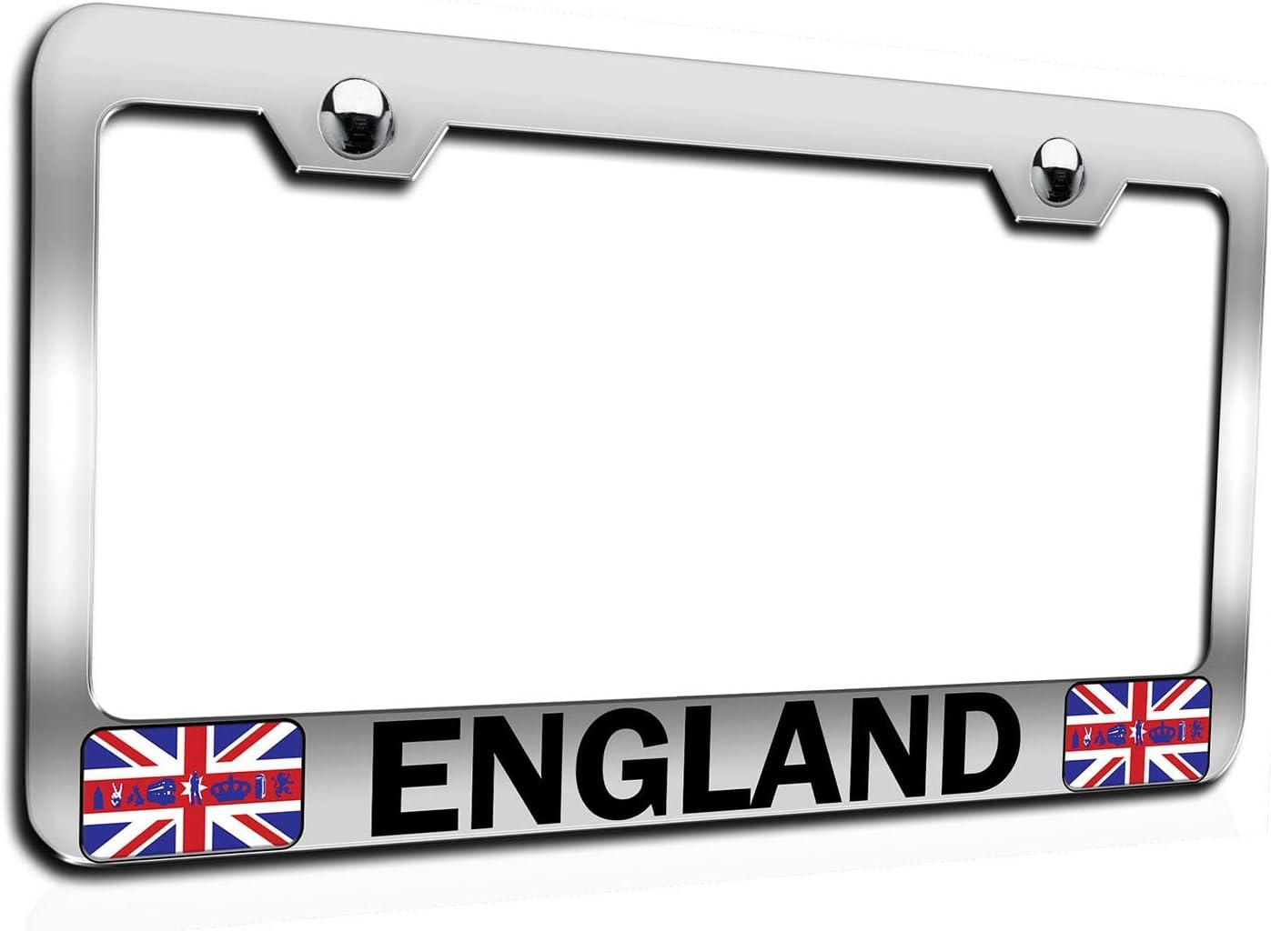 Makoroni - England British England Chrome Metal License Plate Frame Tag Holder, #x4
