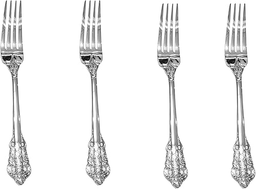 Miniatura 10 de Gugrida Cuchara de servir buffet de acero inoxidable de 4 piezas, cuchara grande, cuchara redonda, juego de cubiertos brillantes (plata pura)