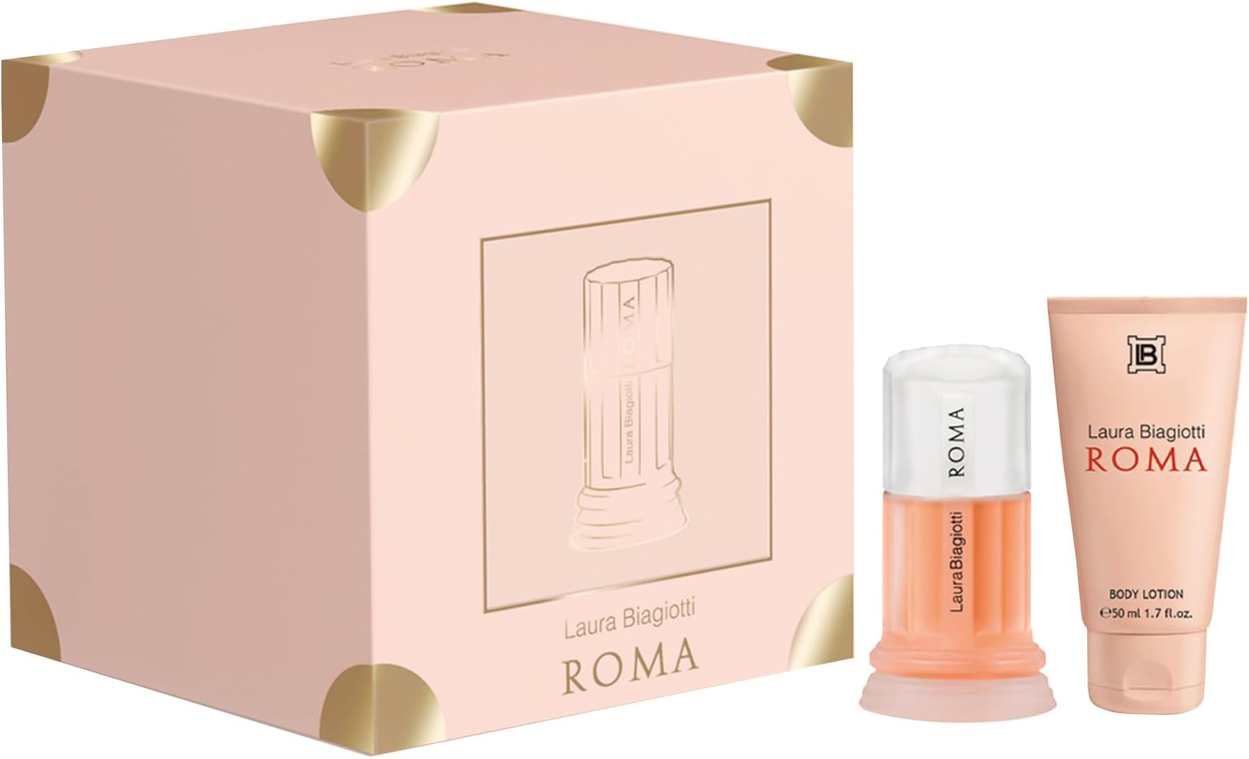 Laura Biagiotti Roma Gift Set, 2 pc - EDT Spray - Body Lotion - Perfume for Women - Fruity Floral Fragrance - Long-Lasting - With Bergamot and Vanilla