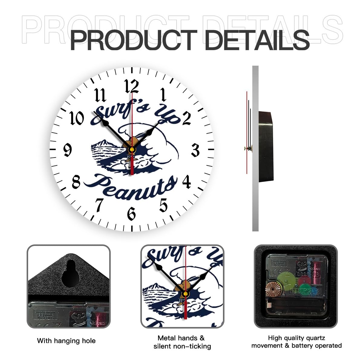 Amazon.co.jp: 掛け時計 ピーナッツ スヌーピー ハワイ 壁掛け時計 丸