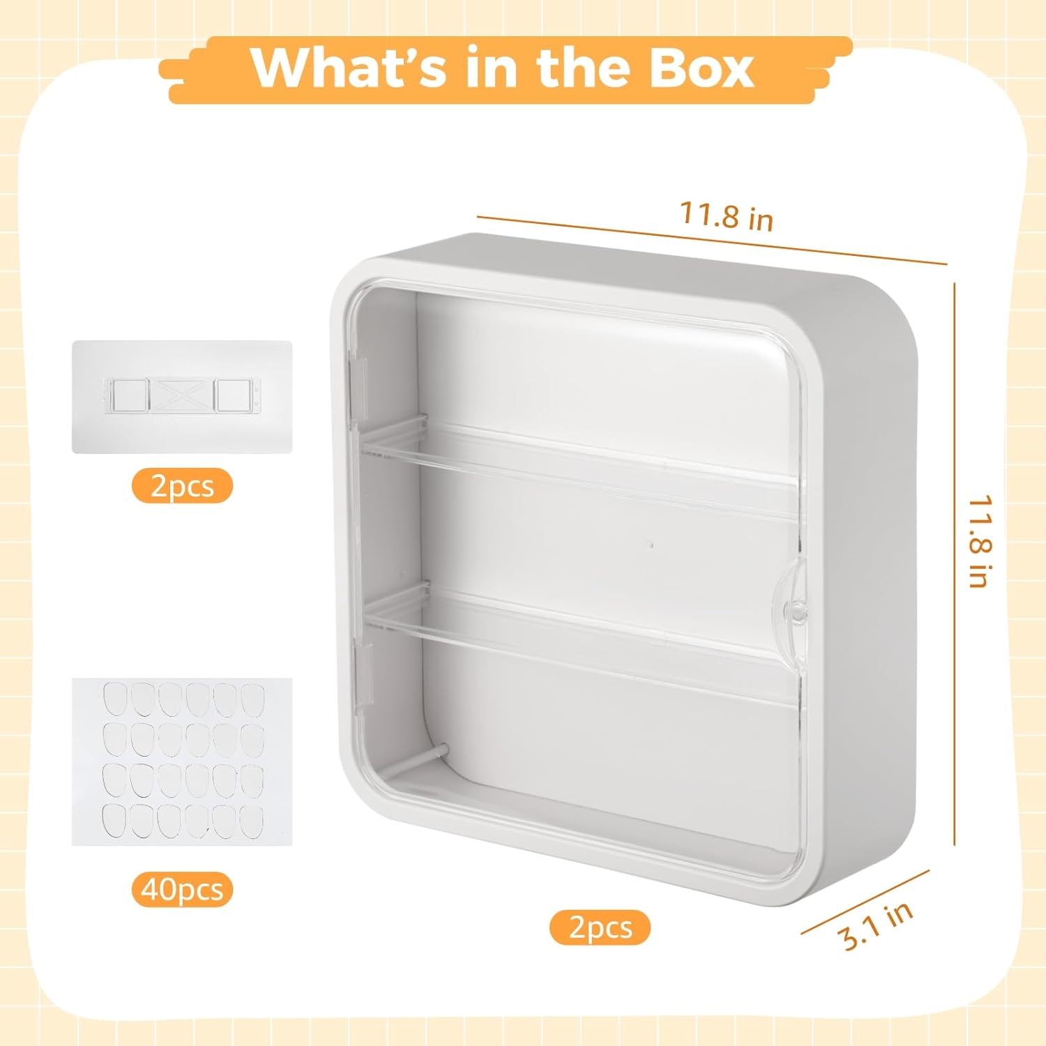 2 Pack Wall Mount Clear Display Case for Figures, 3 Tiered 4-inch Action Figure Display Stand Boxes, Acrylic Figure Display Case Wall Floating with Door for Collectibles, Dust Moisture Proof