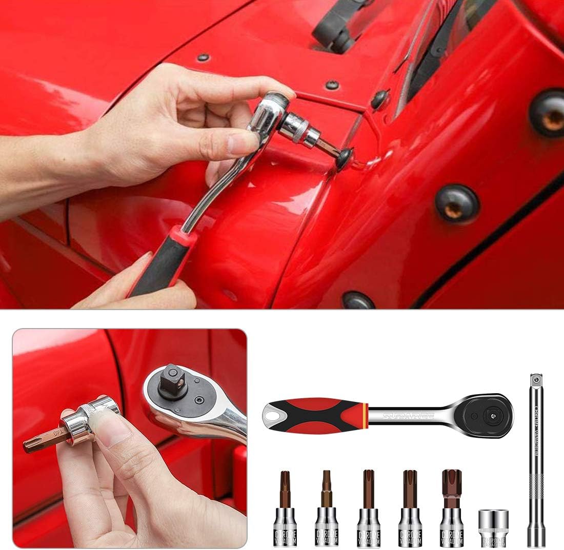 SUPAREE Hardtop and Door Removal Torx Tool Set Socket Kit for 1997-2019 2020 Jeep Wrangler CJ TJ JK JKU JL JLU Sport Sahara Rubicon X