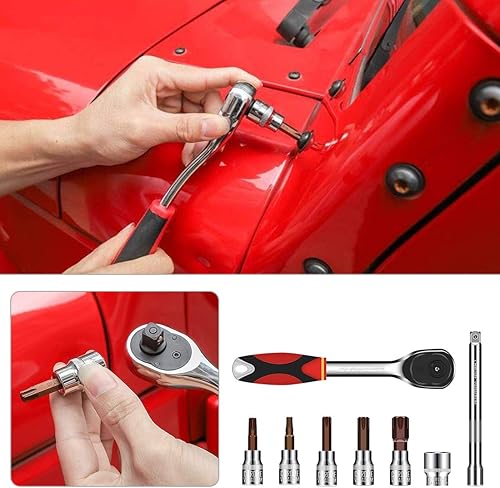 Miniatura 5 de SUPAREE Hardtop and Door Removal Torx Tool Set Socket Wrench Kit for 1997-2019 2020 Jeep Wrangler CJ TJ JK JKU JL JLU Sport Sahara Rubicon X