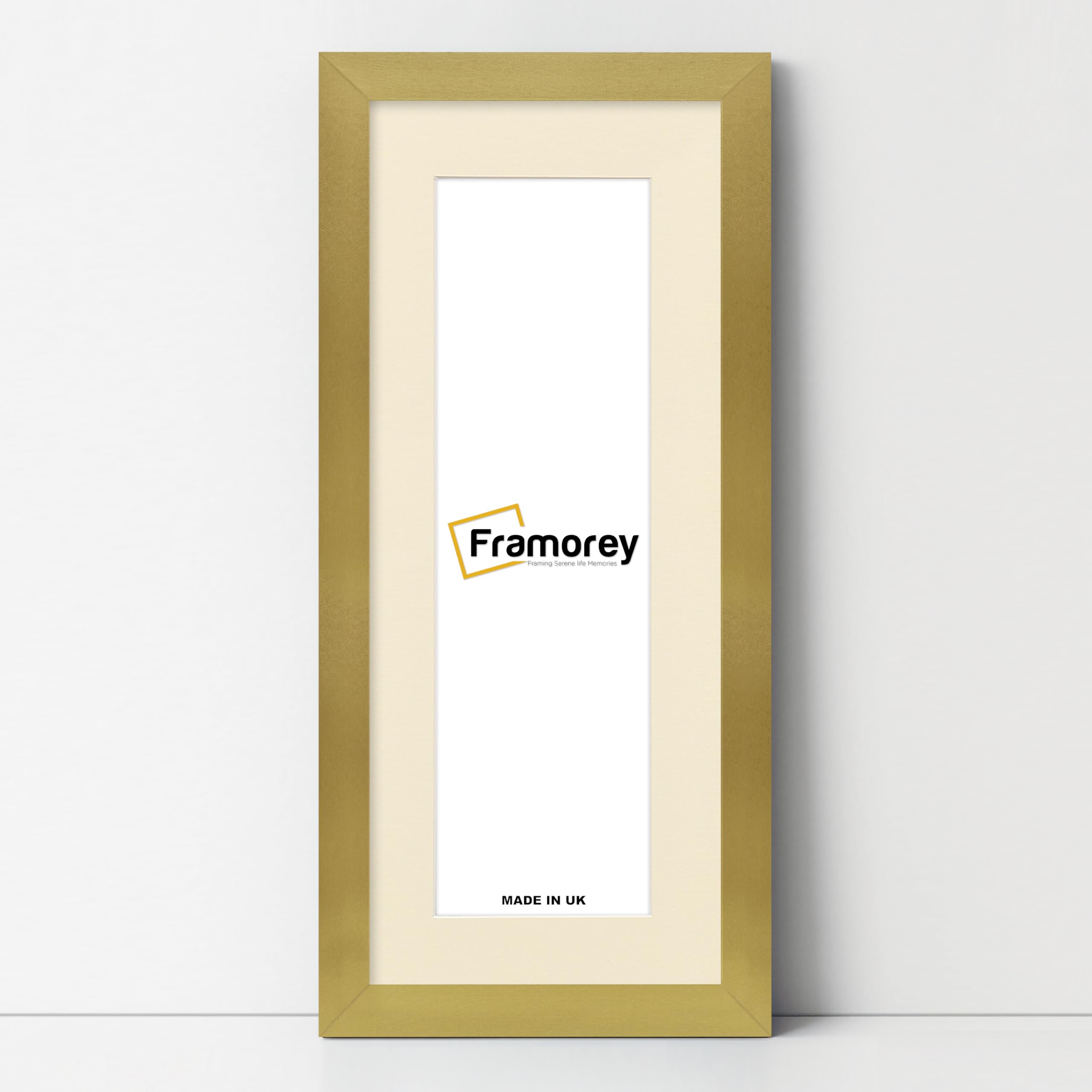 FRAMOREY Panoramic Style, Oxford Flat Wooden Effect Picture Frames, 20x9" Size Gold Photo Frames With 16x5" Size Ivory Mount, Handmade Frames