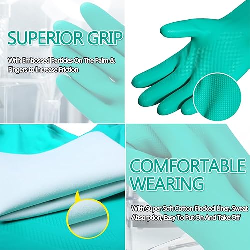 Miniatura 4 de Guantes de nitrilo resistentes a productos químicos, guantes de limpieza resistentes para el hogar, ácidos, álcalis, solventes, resistentes al