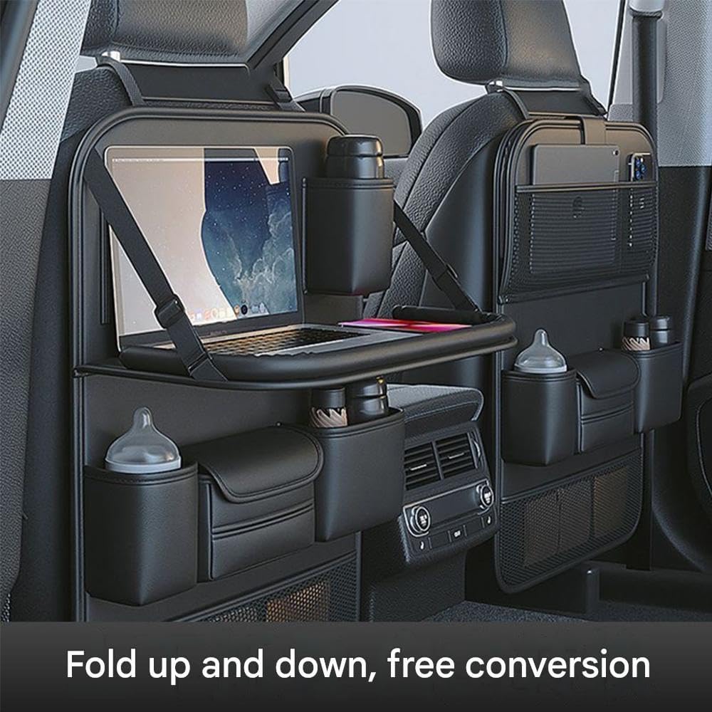 Auto Rücksitz-Organizer für Ford Mondeo/Turnier | Premium Leder Autotasche Rücksitztasche Kinder mit Klapptisch Tablet-Halterung