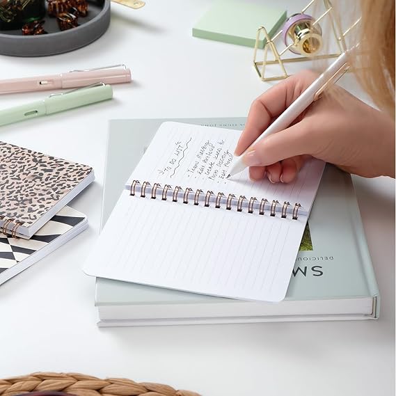 PAPERORA Pocket Size 10x14 Cm Spiral Striped Cardboard Cover 3' Notebook Set Leopard