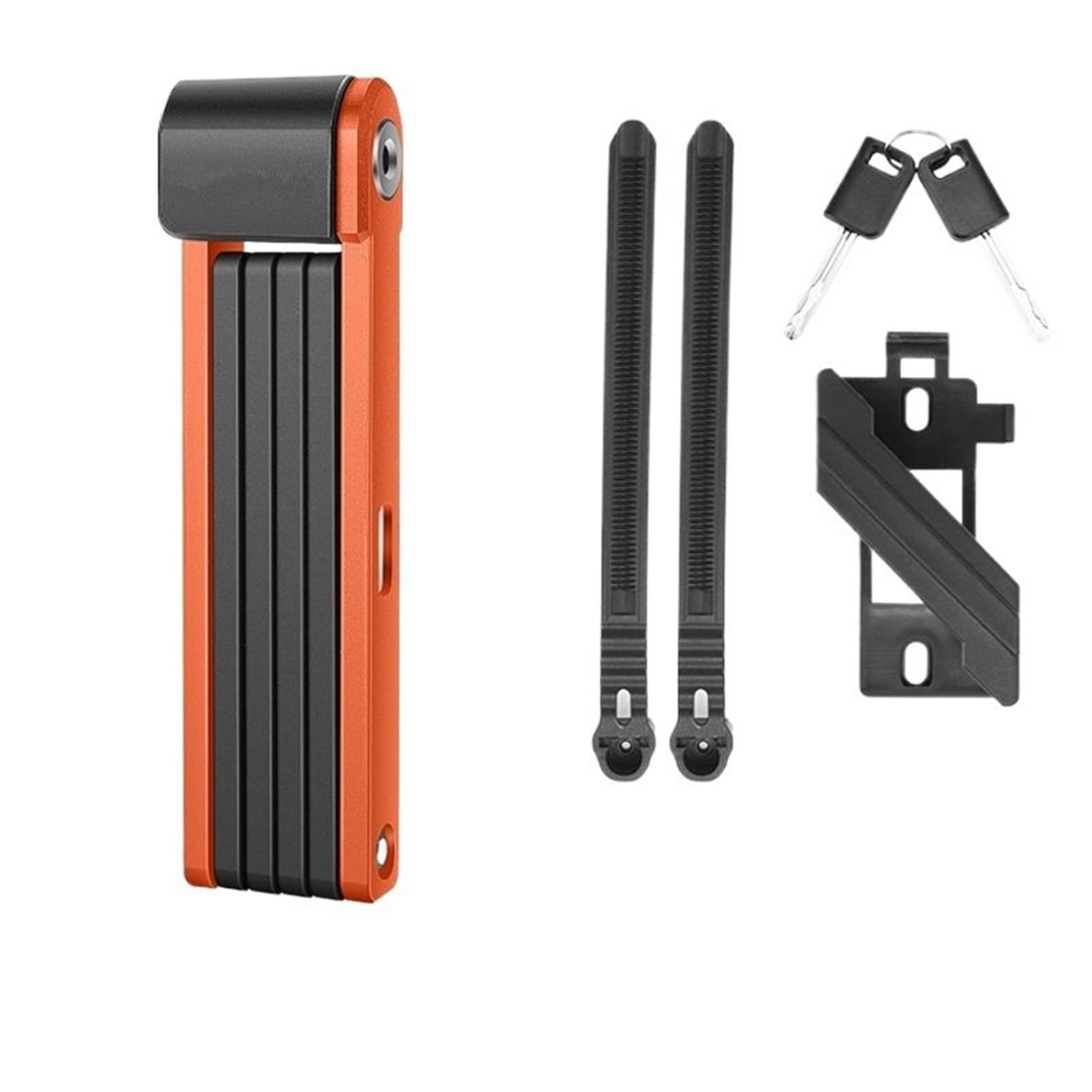 Chain Lock Foldable Bike Lock Key Strong Security Anti-Theft Bicycle Password Heavy Chain Cable Padlock Motorcycle Motorbike Lock(80cm-2Key Orange)