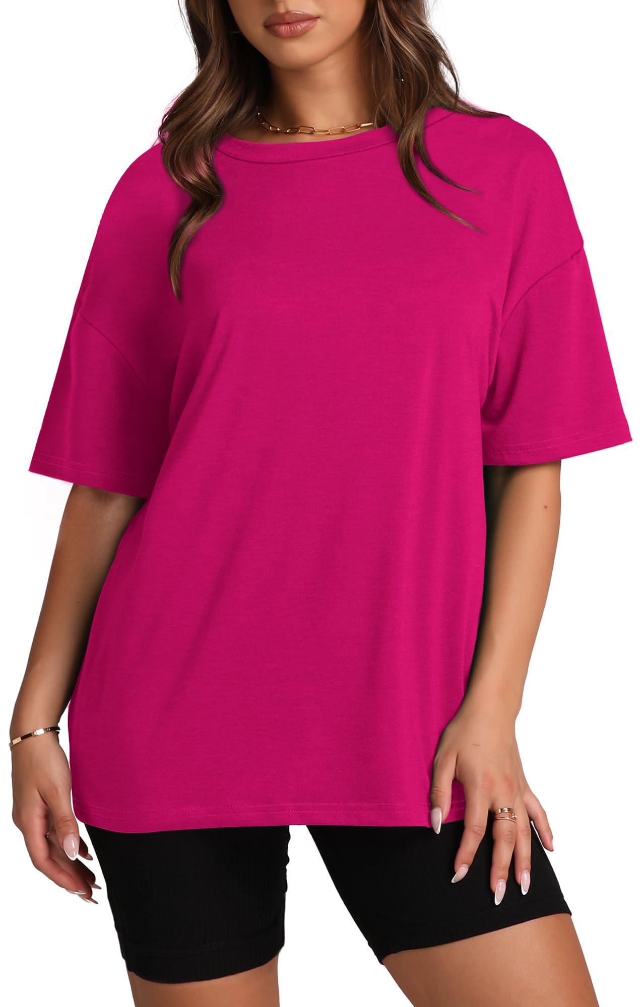 Oversized T Shirts for Women Summer Crewneck Short Sleeve Basic Tops Loose Fit