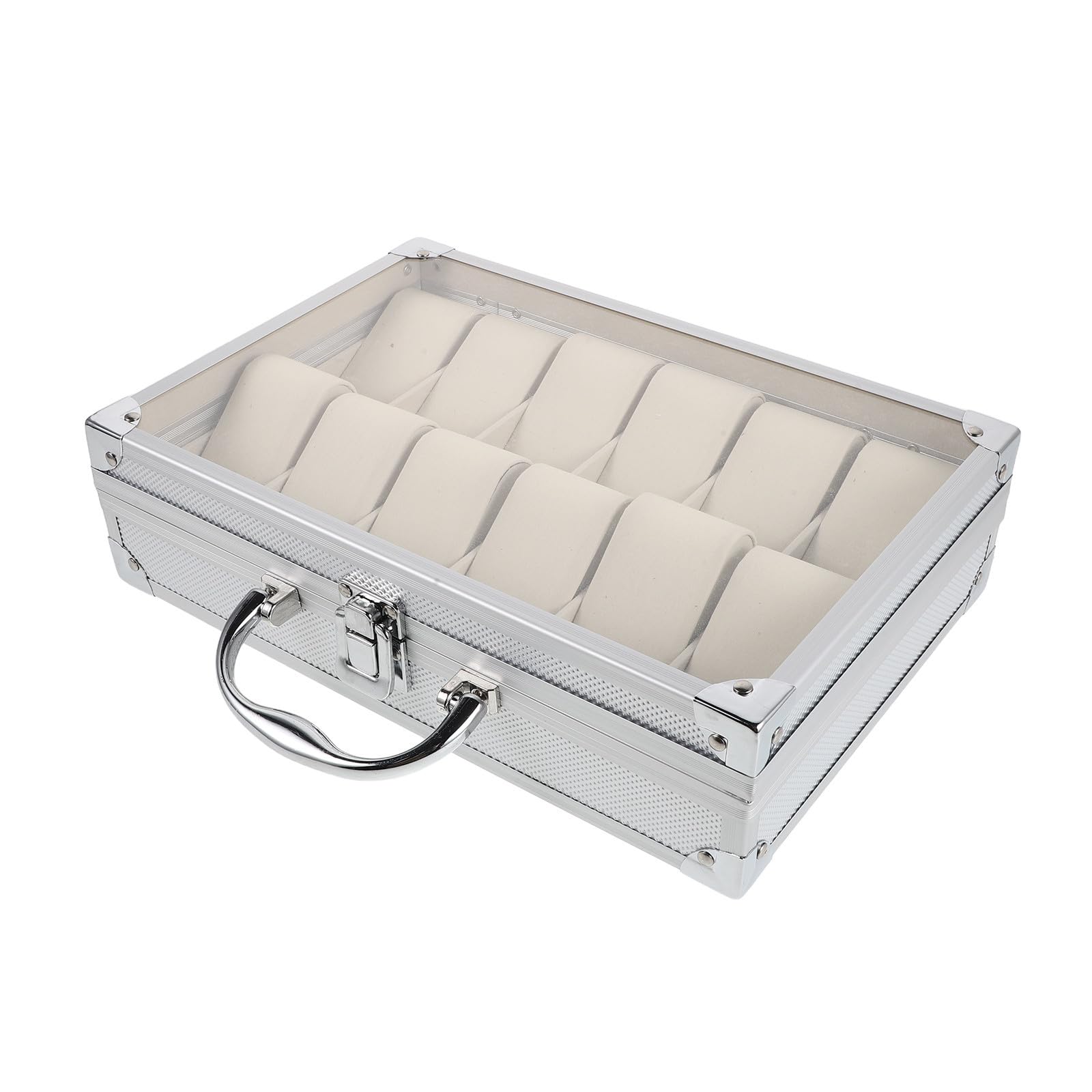 Caja Organizadora de Relojes de Aleación de Aluminio, 12 Compartimentos
