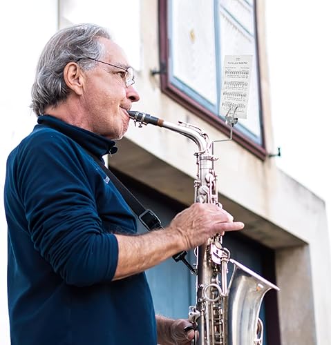 Miniatura 5 de Soporte para partituras de saxofón alto, 7.1 in, abrazadera de lira de marcha de saxofón - en clip vertical para partituras musicales