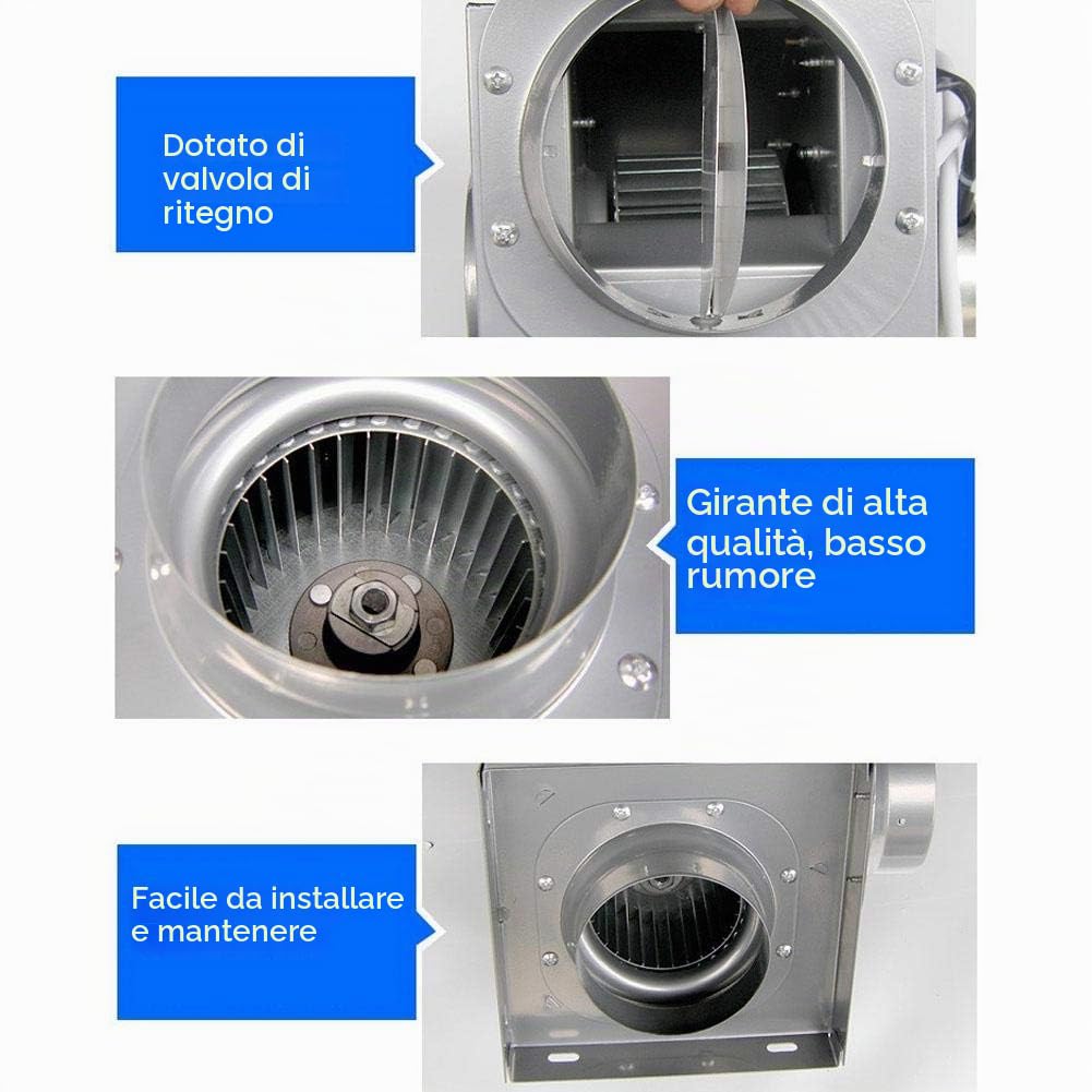 Ventilatore di scarico del tubo del condotto di 250m³/H del volume d'aria del condotto di 4 pollici Ventilatore di ventilazione silenzioso nascosto per il ventilatore del condotto di scarico dell'hote
