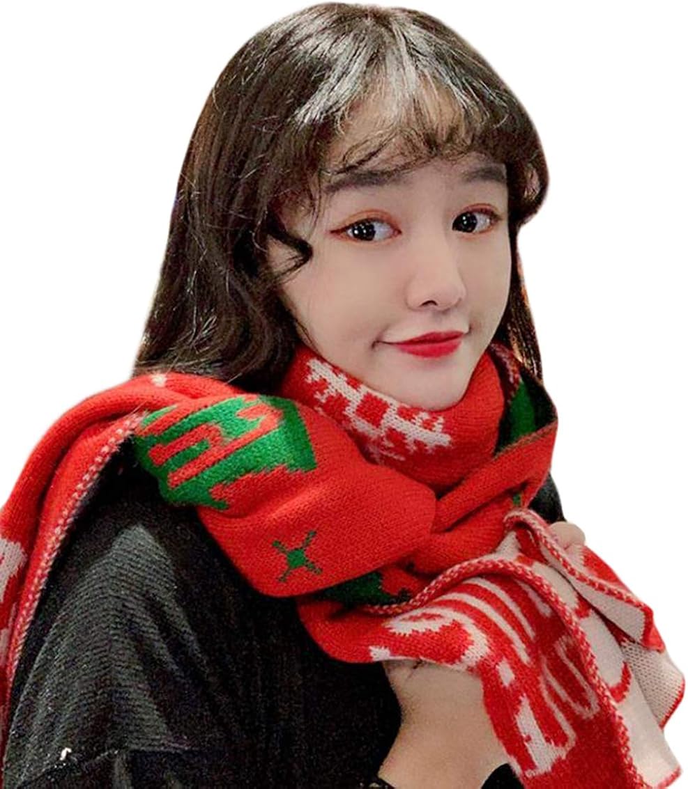 Shuming レディース マフラー 大判 ストール ニット 防寒 スカーフ リバーシブル 可愛い クリスマスプレゼント ギフト New