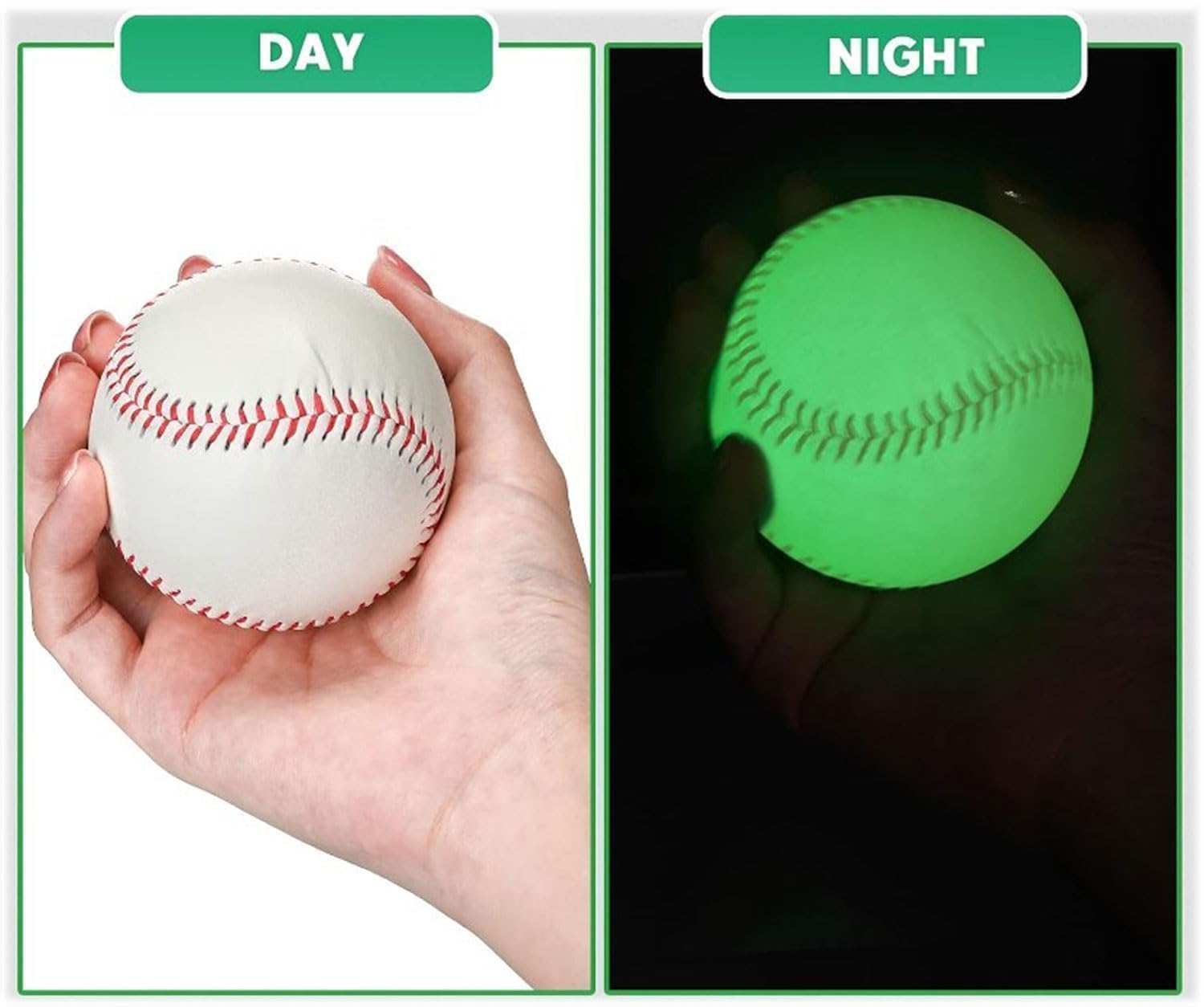 Pelotas de béisbol luminosas de 9 pulgadas que brillan en la oscuridad para práctica nocturna