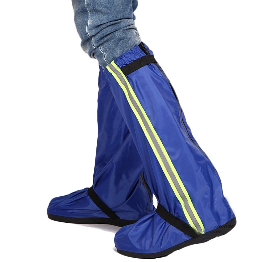 Unisex Tall Canister Rain Proof Shoes Cover Motorcycle Riding Rian Shoes Rain Boots (Blue, XXXL)