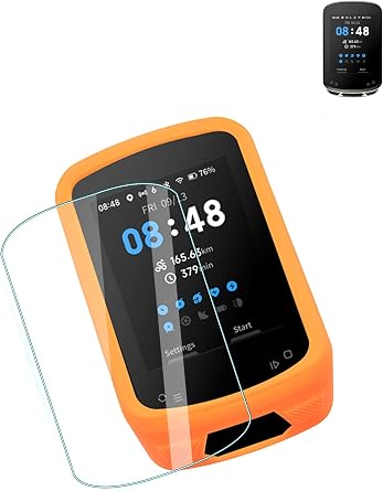 Case for Magene C506/C506SE/GEOID CC600 Cycling Computer, Sillence Material,Shock-Absorbing and Anti Drop Protection Soft Half Shell,with a Screen Protector,Orange.