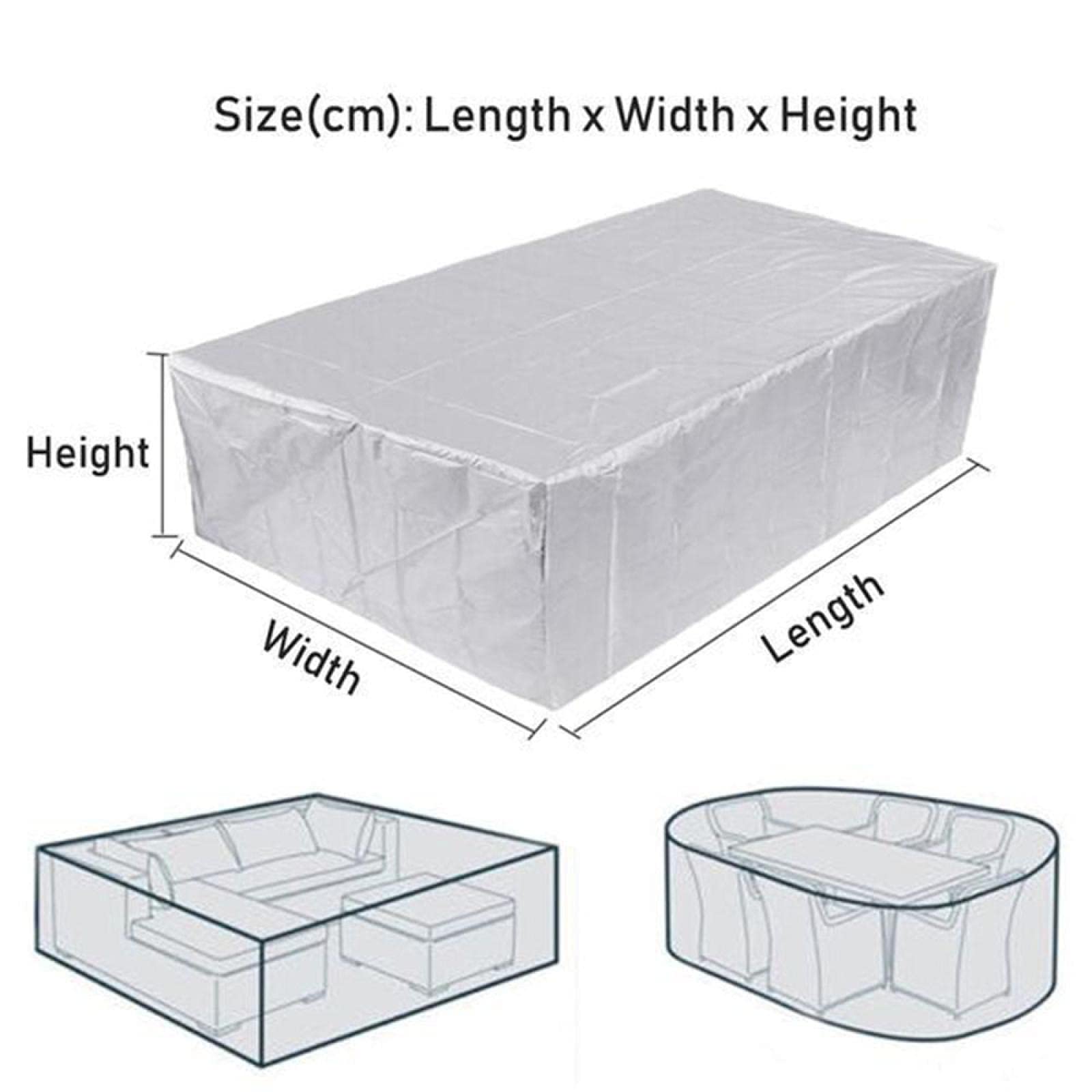 Fundas de Muebles de jardín,varios tamaños Funda para Muebles de Jardín Exterior Rectangular Impermeable,Anti-UV,Resitente al Polvo,para Sofa de Jardin al Aire Libre Patio 285x205x63cm Plata
