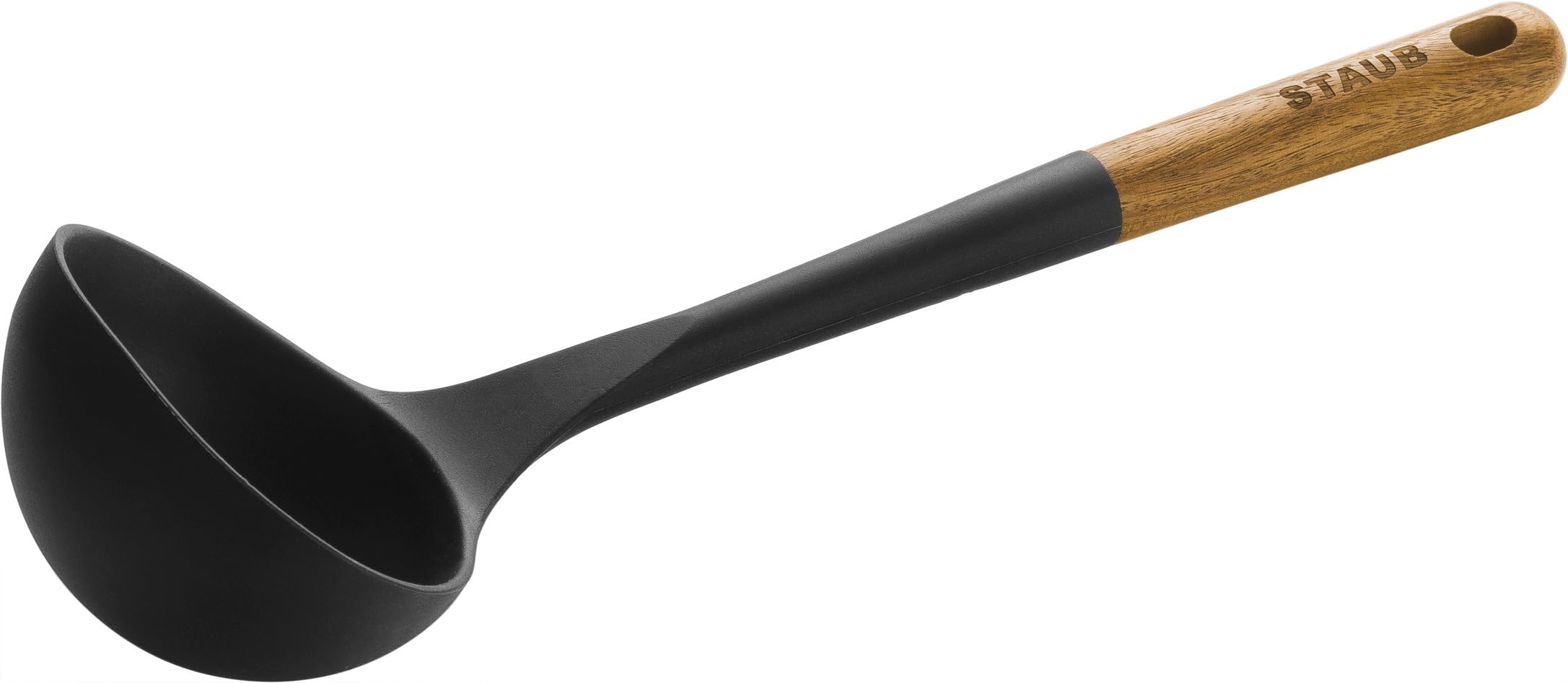 STAUB Suppenkelle, Küchenhelfer, Silikon, Griff aus Akazienholz, 31 cm, schwarz