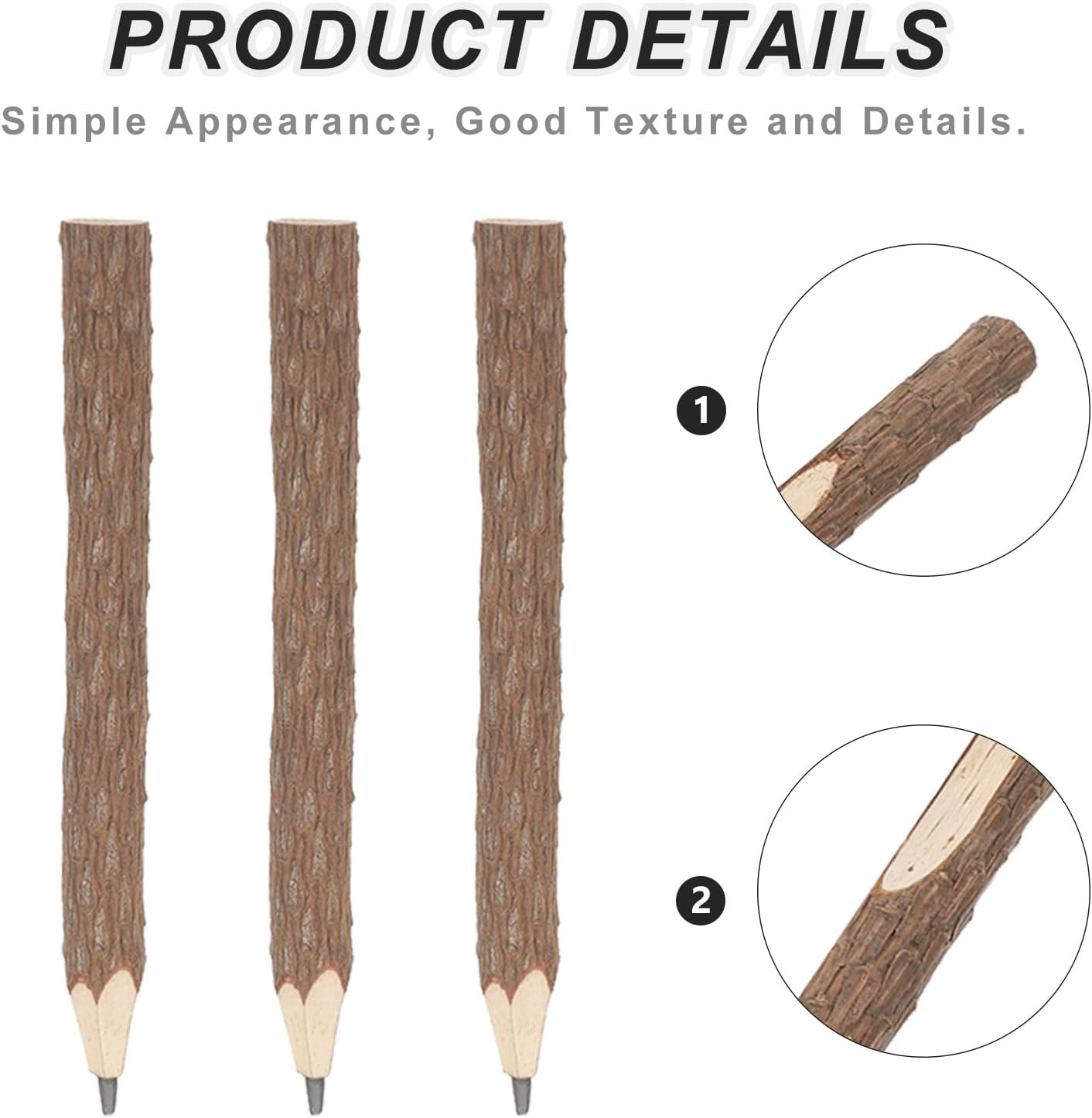 KALLORY 75pcs Wooden Twig Pencils: 5 Inch Rustic Wooden Tree Bark Pencils | Wooden Stick Pencils, Camping Party Favors, Baby Shower Supplies, Woodland Theme Decorations