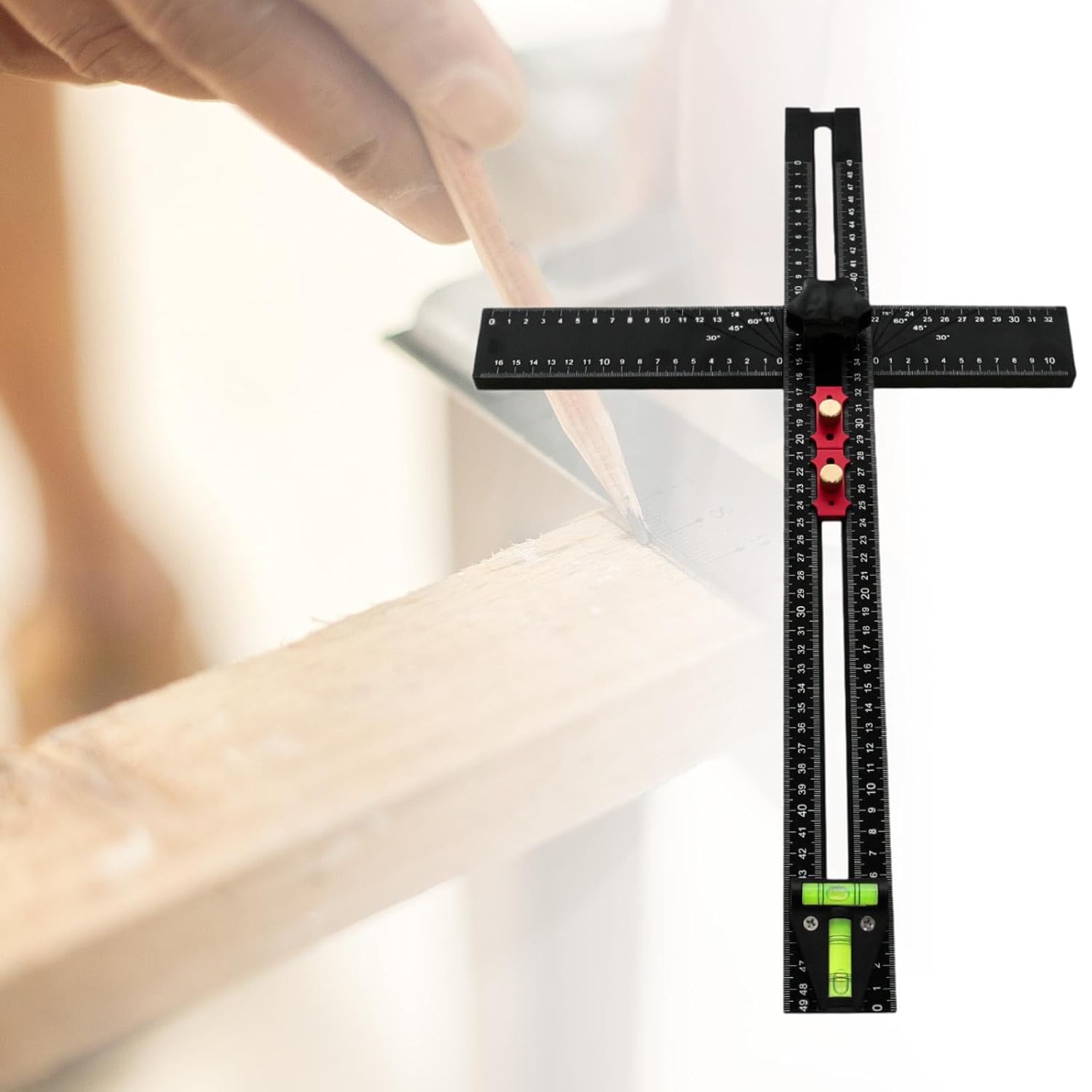 LckCryspho アルミ合金製T型スライド定規 木工用マーキングゲージ 角度測定対応