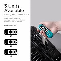 Vista 4 de pack all Báscula de equipaje de 110 libras, báscula digital de equipaje de mano, báscula de peso para maleta de viaje con pantalla LCD, batería